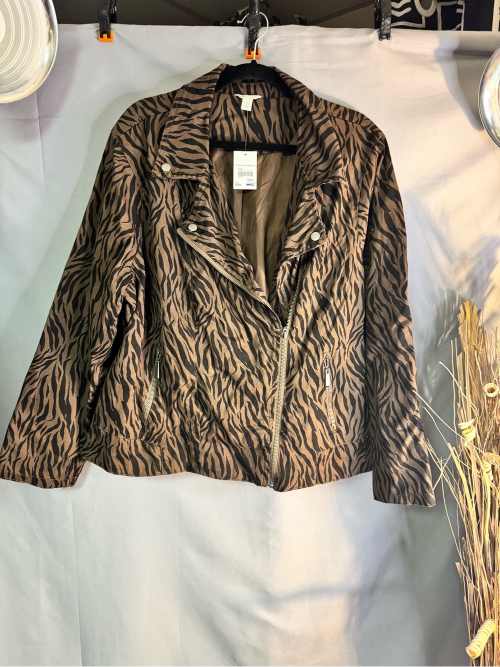 Cato Brown and Black Zebra-Print Moto Jacket